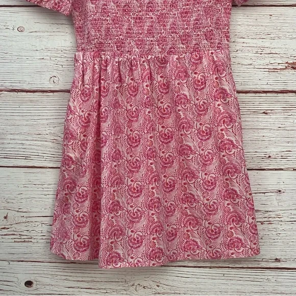 J Crew Puff Sleeve Smocked Mini Dress in Dandelion Swirl Pink/White Sz M - Picture 6 of 14